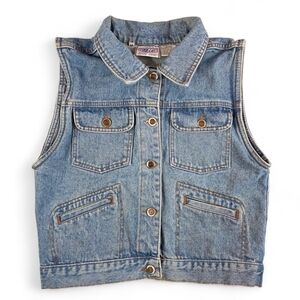 Vintage 90s Y2K Jean Denim Vest Women’s M 100% Cotton Western Boho Layering